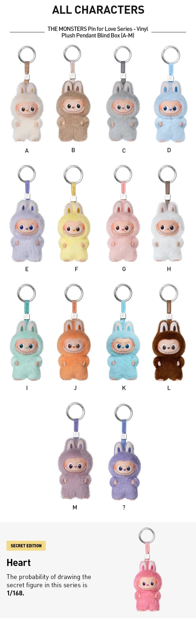 THE MONSTERS Pin for Love Series-Vinyl Plush Pendant Blind Box (A-M) - All Options