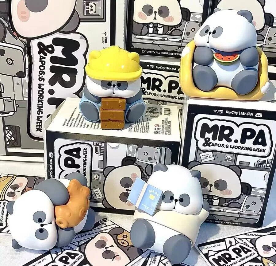 Mr. Pa Working Weekday Series Blind Box is a cute panda collectible featuring relatable office-themed designs from Monday to Friday. Each box includes one random vinyl figure with premium quality and detailed craftsmanship. Perfect for fans of blind box toys, kawaii collectibles, and desk décor. A fun surprise unboxing experience and ideal gift for collectors and toy lovers alike.
