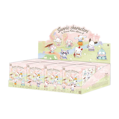 Display box of Sanrio character products on a white background
